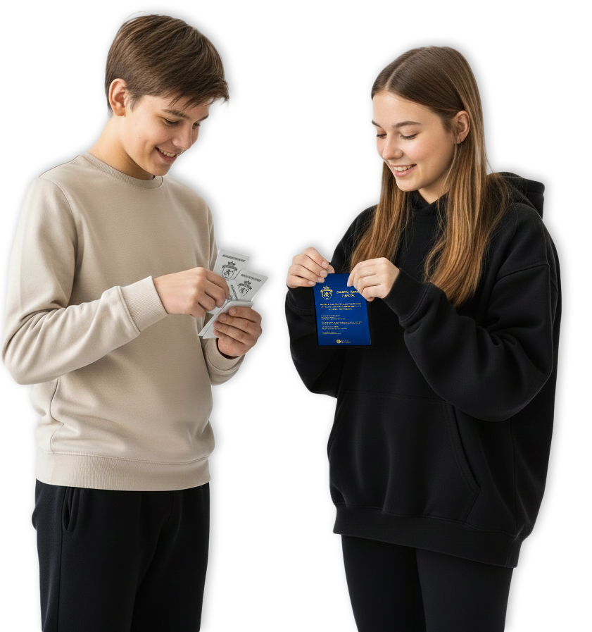 Niños abriendo cromos personalizados Niños abriendo cromos personalizados